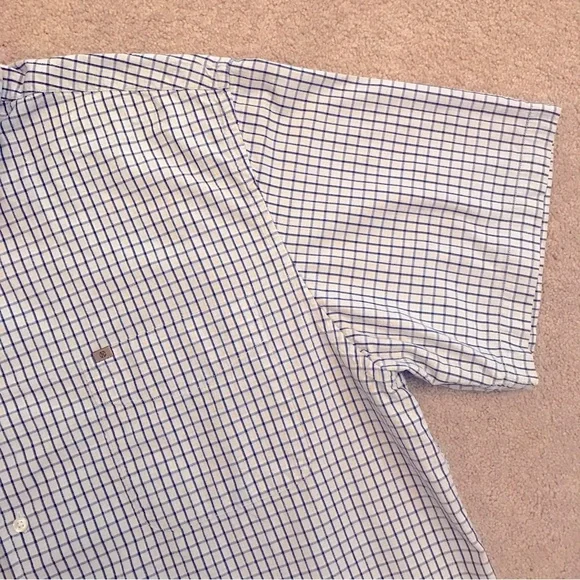 Nautica Mens Short Sleeve Camp Shirt Size XXL Blue Yellow Checker Stripe Cotton - Picture 5 of 8